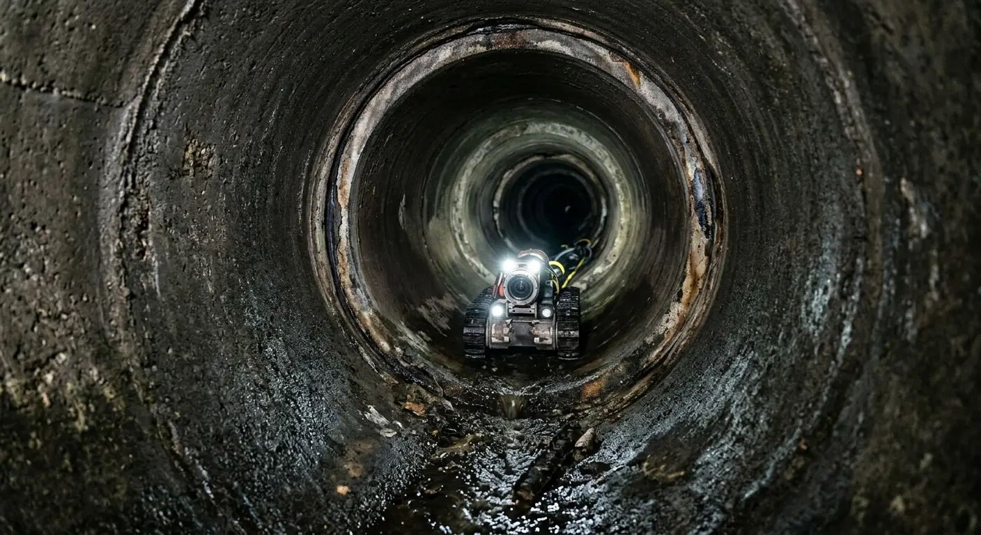 Robotic sewer camera inspecting pipe interior for Sewer Line Repair in Rose Hill
